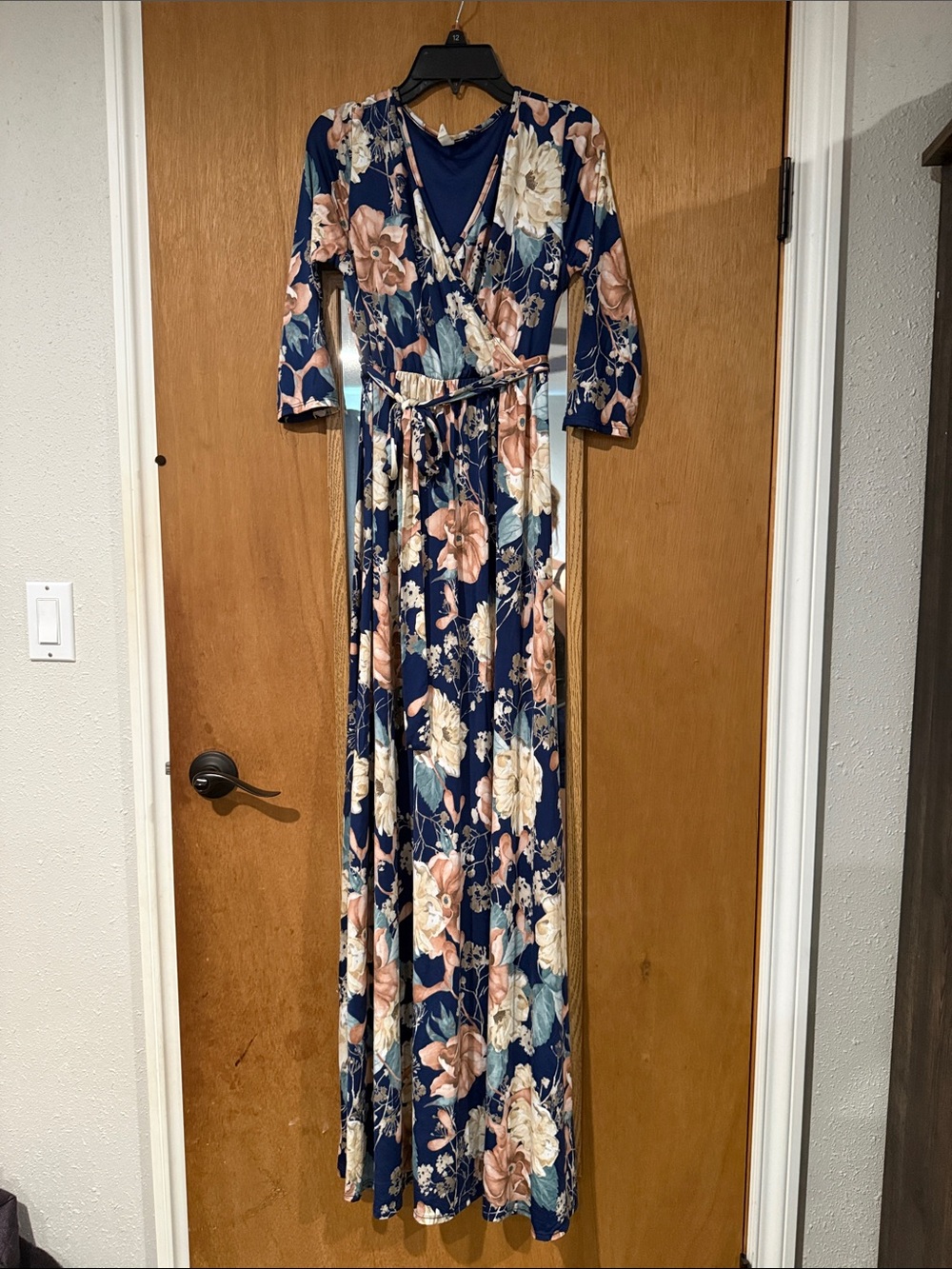 Pinkblush Navy Floral Wrap Maxi Dress with Blush and Cream Blooms